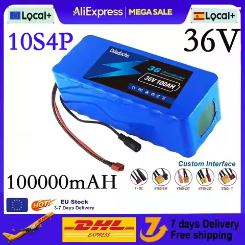 10S4P 36V 100000mAh Lithium Battery Electric Scooter 18650 Battery pack+Free charger