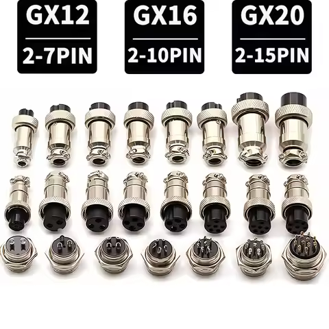 5/10/20 Packs GX12 GX16 GX20 Compatible Aviation Plug 2 3 4 5 6 7 8 9 10 12 14 15Pin M/F, Waterproof