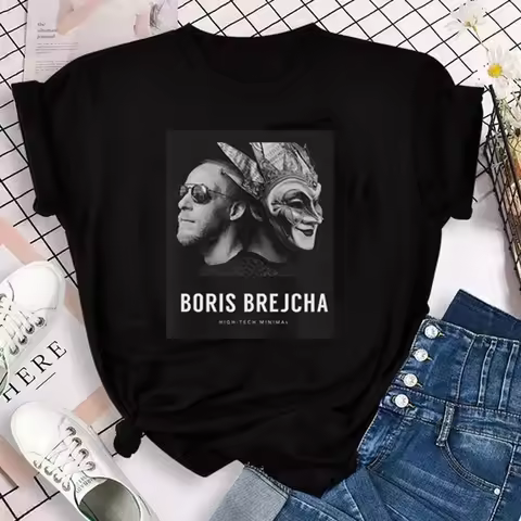 Dj Boris Brejcha Classic Mask Plus Size T-Shirt Women Hip-hop Techno Music Unisex Men Summer L Comfo