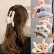 Korean Furry Grab Clip Back Head Plate Hair Clip Elegant Temperament French clip