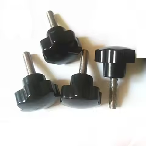 Best1 2pcs M4 Seven-star handle Bakelite plum hand screw Bakelite seven-corner knob Stainless steel 