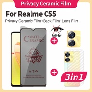 (3-in-1) For Realme C55 – Full Ceramic Protection Kit: Clear, Matte & Privacy Screen Films with Back
