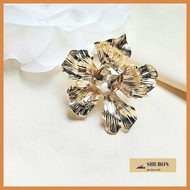 Super luxurious sparkling gold azalea brooch about 6cm - fashion accessory