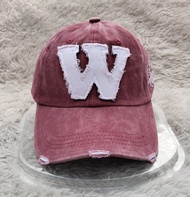 Topi Baseball Premium Topi Pria Bordir Logo W Vintage Washed Baseball Cap Korean Style Bahan Katun K