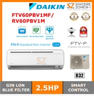 Daikin FTV60PBV1MF9 / RV60PBV1M9 R32 2.5HP WIFI Air Conditioner Gin-ION Filter Standard Non Inverter
