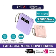 Powerbank 20000mah with 4 Cable Small Powerbank mini Type C Micro IP Kecil Pawer Bank Original Digit