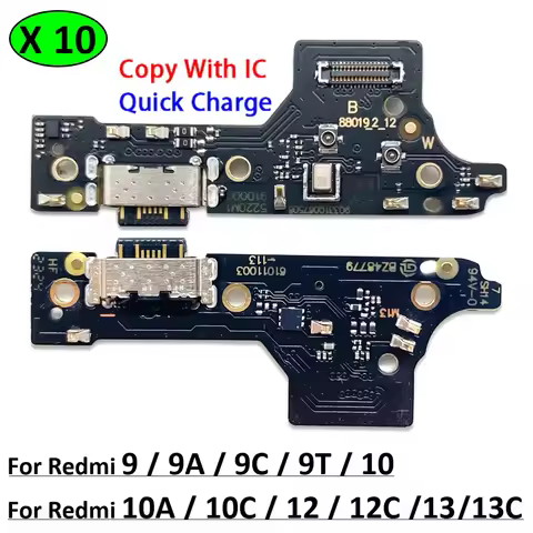 10Pcs, USB Charge Port Jack Dock Connector Charging Board Flex Cable For Xiaomi Redmi 9 9C 9A 9T 10C