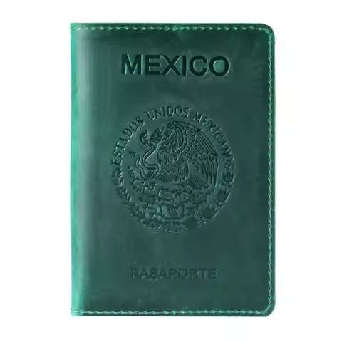 AIGUONIU High-end Mexico Genuine Leather Passport Cover for Mexican Credit Card Holder Vintage Men W