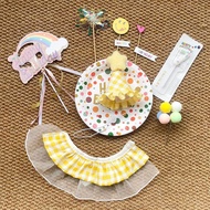 Pet Dog Yellow Star Birthday Bib Hat Set Cat Birthday Dress Up Cat Hat Bib Birthday Decoration Decor
