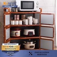 K Home SSL Kitchen Cabinet Storage Cabinet Cupboard Stainless Steel Household Economical Wooden Grain Simple JP