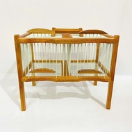 Bird bath cage with 2 sturdy and durable yellow wood fiber optic cable compartments (Free shower tra
