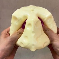 Jumbo Cheese Cube Stress Ball Big Cheese Shapeable Squeeze Ball Non-Bounce Fidget Toy ASMR Sensory A
