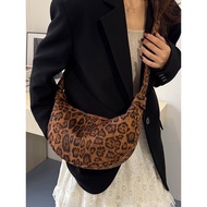 Retro Trendy Leopard Print Dumpling Bag Trendy Underarm Bag Large Capacity Commuter Bag Fashion Shou