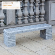Natural Granite & Marble Long Stone Bench with Backrest, Outdoor Park Garden Patio Seating, Durable 