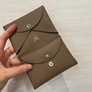 Hermes 大象灰銀釦Evercolor皮Calvi Duo卡包