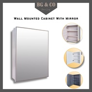 BG&amp;CO Wall Mounted Cabinet With Mirror Floating Rack Makeup Storage Box Bathroom Mirror Kabinet Cermin Almari Gantung