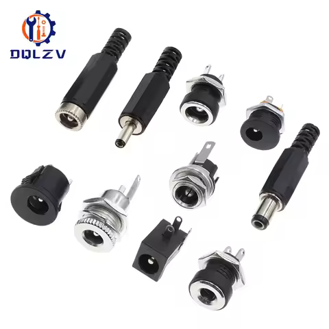 DC Connectors 5.5x2.1mm 3.5x1.3mm DC Power Female Jack Socket Nut Panel Mount DC Power Adapter Conne
