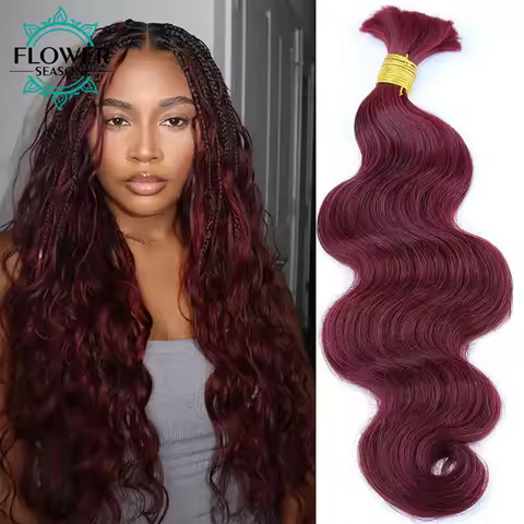 Bulk Human Hair For Braiding Body Wavy Double Drawn Color 30 27 99J Bulk Hair Wholesale for Boho Bra