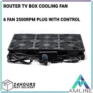 6 Fan 2500RPM UK Converter Powered Plug Cooling Modem Router TV Box 5V Dual Cooler Fan with Remote C