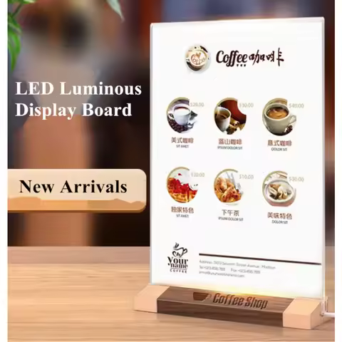 A4 LED Base Store Acrylic Sign Holders Picture Poster Frame Menu Board Advertising Display
