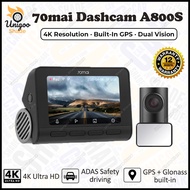 70mai A800S 4K Dash Cam Rear Cam Dual Vision Global Version A800 Adas Parking App Control GPS Built in