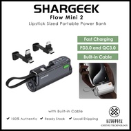 Sharge (Shargeek) Flow Mini 2 5,000mAh Lipstick Sized Portable Power Bank with Built-in Cable