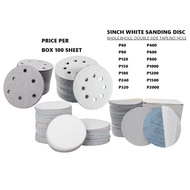 ABRASIVE MALL 5" 125MM 5 INCH WHITE DRY SAND SANDING DISC VELCRO TAPE P1200 P1500 P2000 SAND PAPER