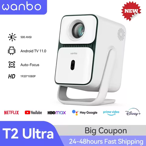 Wanbo T2 Ultra Andorid TV11.0 1080P Projector Support 4K Proyector 500Ansi 120° Rotating Protable Ho