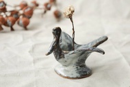飛翔始祖鳥造型手捏陶香座乾燥花器擺飾療癒擺飾