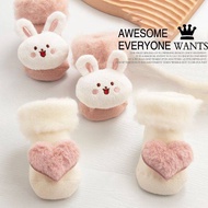 New Baby Autumn and Winter Socks 0-1 Year Old Bow Newborn Baby Pure Cotton Socks Thickened Fleece-Li