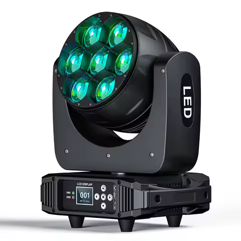 U'King 350W Moving Head Light 7x40W LED RGBW Bee's Eye Wash Zoom Stage Light DMX512 Spotlight for DJ