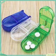 (Doverywell) Pill Cutter Splitter Half Storage Compartment Cover Box Medicine Tablet Holder