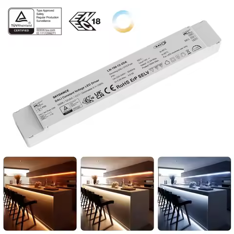 150W DALI CCT Dimmable LED Driver Dali DT8 AC Push Switch Dimming Class II 2700k-6500k DC12V 24V Dim