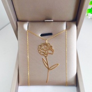 GoldandJewel 18K Birth Flower Pendant Necklace in HK Setting Gold Necklace Pawnable