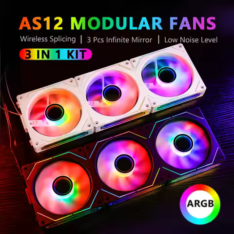 Aigo AS12 Pc Case 120MM Fan Argb Ventiladores Wireless Splicing Cpu Water Cooling Gabinete Gamer Coo
