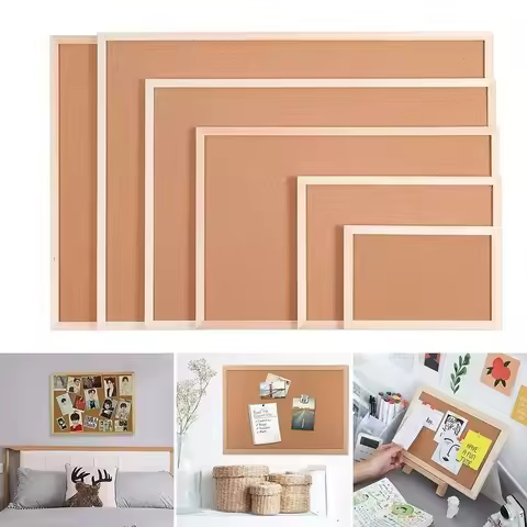 Pictures Wall Plate DIY Cork Display Panel Soft Decorative Cork Board Hanging Wood Memo Bulletin Boa
