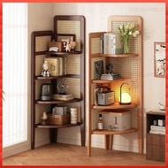 Corner Shelf Bamboo Rattan Shelf Multi-Layer Corner Storage Shelf Living Room Floor Multifunctional 