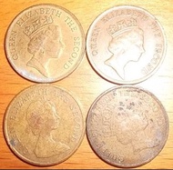 一套四個（1982， 1986， 1987， 1989年 每年一個）英女皇 皇冠頭 香港 一毫 舊版錢幣