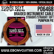 Ernie Ball Braided Instrument Cable 10ft Straight Pumpkin Pie 10 Feet Shielded Guitar Patch Cord Ern