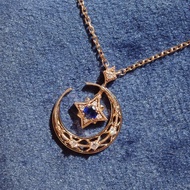 【星月】14K金 星月 藍寶石 鑽石 頸鏈