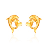 SK Jewellery SK 916 Dolphin Heart Gold Earrings