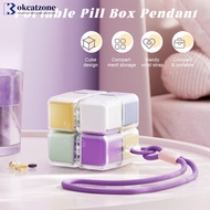 OKCATZONE 8-grid Pill Storage Container Portable Sealed Medicine Box with Chain Used for Daily Trave