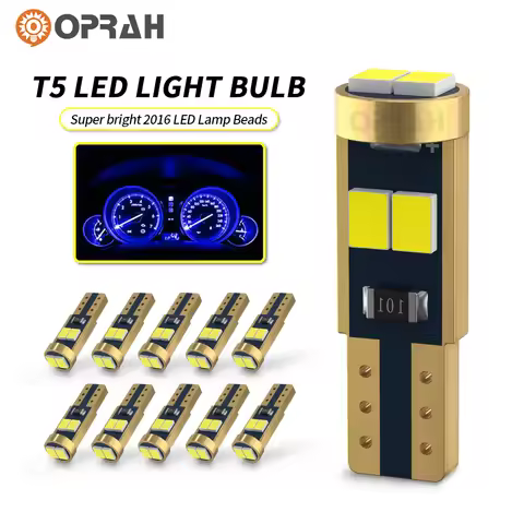 10pcs T5 Led Bulb W3W W1.2W Led Canbus 2016 6 SMD Car Interior Lights Dashboard Indicator Wedge Auto