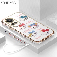 Hontinga Casing Case For OPPO Reno10 Reno 10 Pro 5G Reno11 Reno 11 Pro 5G Case Cartoon Lovely Cartoon Hello Kitty Luxury Chrome Plated Soft TPU Square Phone Case Full Cover Camera Protection Anti Gores Rubber Cases For Girls