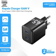 VENTION FEFB0-EU Charger Head Adapter GAN V Technology Dual Type C 45W Super Fast Charging PD Power 