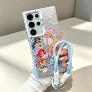 Phone Case Embroidery Print With Blue Hand Lanyard mirror holder For Casing Realme c53 c55 c5i c15 c