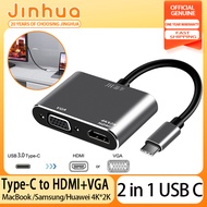 Jinhua 2 in 1 USB C Type-C to HDMI+VGA Adapter for MacBook Samsung S9/S8 Huawei HDMI 4K*2K