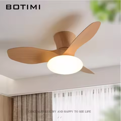 BOTIMI 32 Inch Led Ceiling Fan With Lights For Living Room 22 Inch Ventilateur de plafon Bedroom Coo