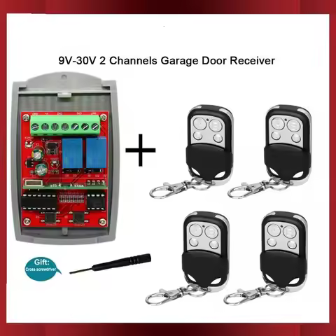 Receiver 300-868MHz AC DC 9-30V Universal Remote Control Garage Door 2 Channels Transmitter Gate 433