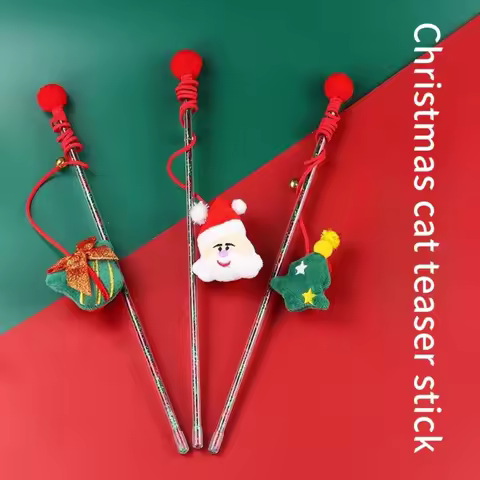 Cat Toys Cats Teasing Sticks Christmas Cute Cat Stick Santa Claus Elk Pet Toys Enjoy Yourself Soothi